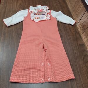 Red Transportation Herringbone Romper Vtg Toddler Wide Leg Jumpsuit Pert'n Sassy